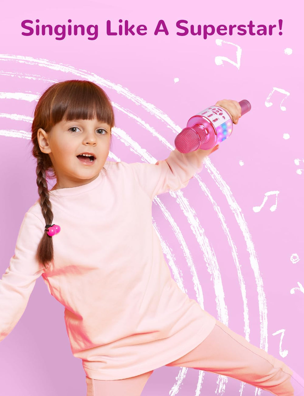 Amazmic versatile modes let kids explore different vocal styles during karaoke.