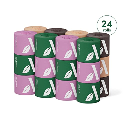 Amazon Aware bamboo rolls stacked, ready for daily household use.
