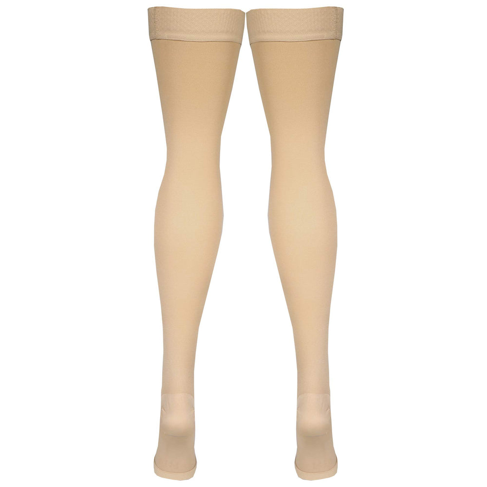 Amazon Basic Care beige thigh-length stockings blend with outfits for daily wear.