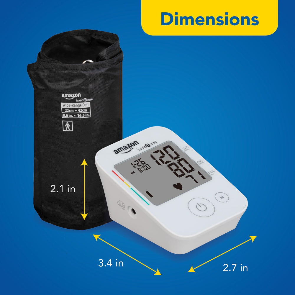 Amazon Basic Care home monitoring setup with cuff and display at home.