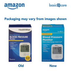 Amazon Basic Care monitor featuring intelligent inflation technology for faster readings.