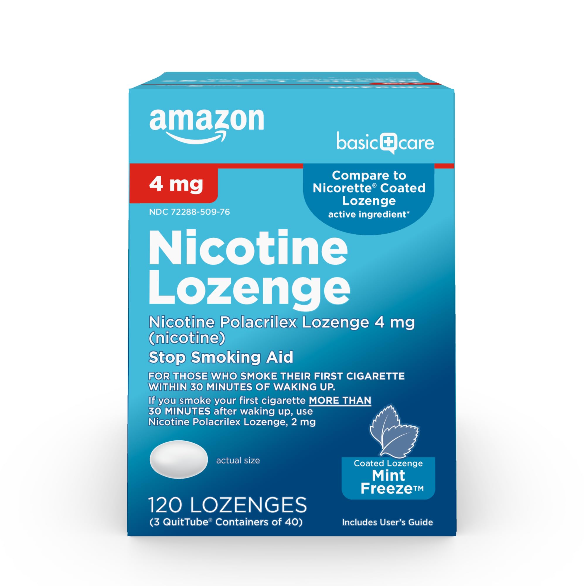 Amazon Basic Care coated ice mint lozenge pack for discreet cravings relief
