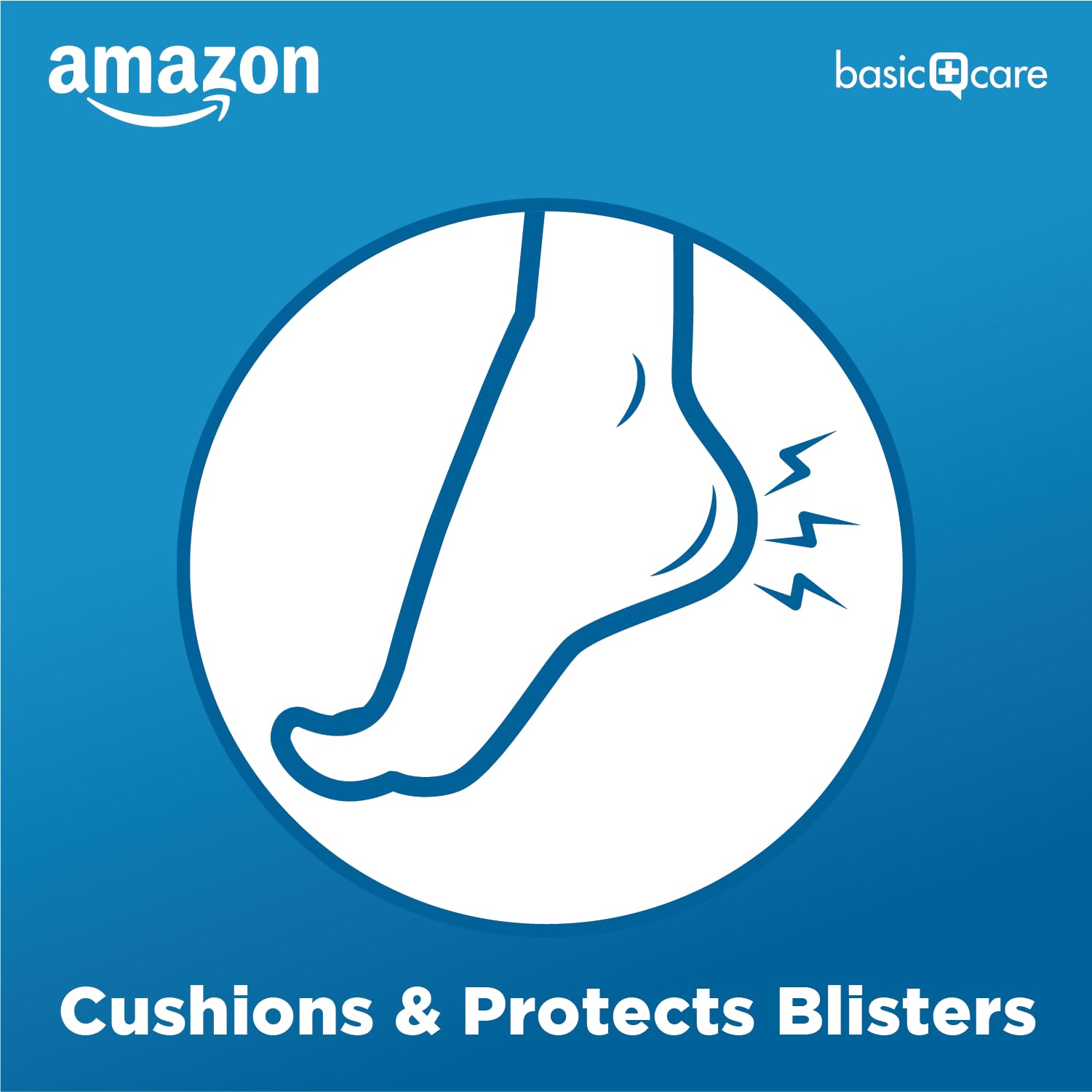 Amazon Basic Care hydrocolloid gel blister cushion bandage being applied for protection