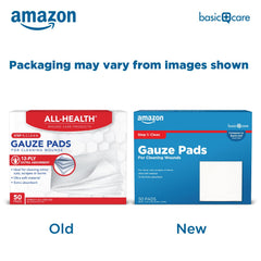 Amazon Basic Care gauze pad ultra-soft texture gentle on skin.