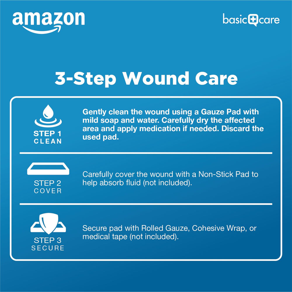 Amazon Basic Care gauze pads are ideal for quick cleaning and covering minor abrasions.