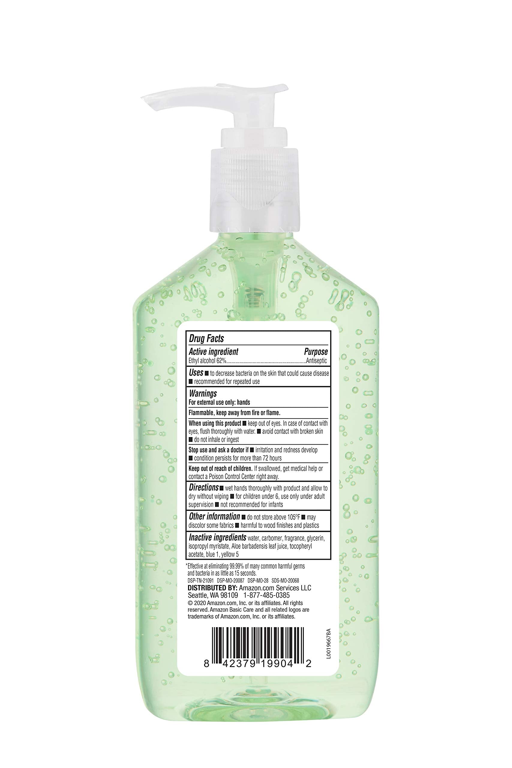 Amazon Basic Care hand sanitizer vitamin E moisture formula for skin health