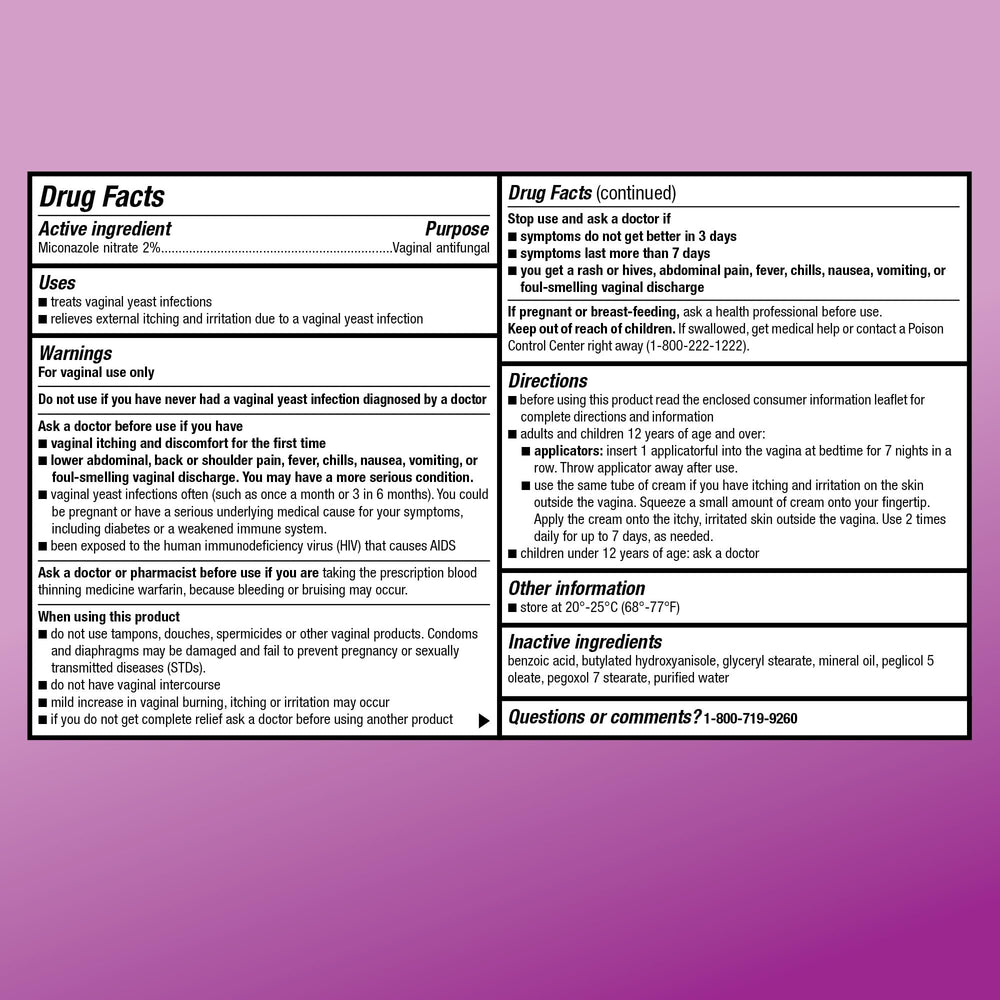 Box packaging of Amazon Basic Care Miconazole 7 cream.