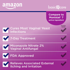 Nightly application of Amazon Basic Care Miconazole 7 before bed.