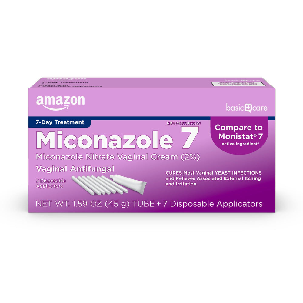 Amazon Basic Care Miconazole 7 tube of cream for vaginal treatment.