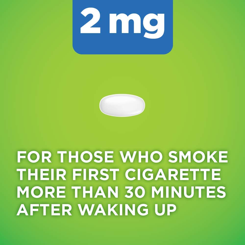 Ingredient panel shows nicotine polacrilex for cessation support.