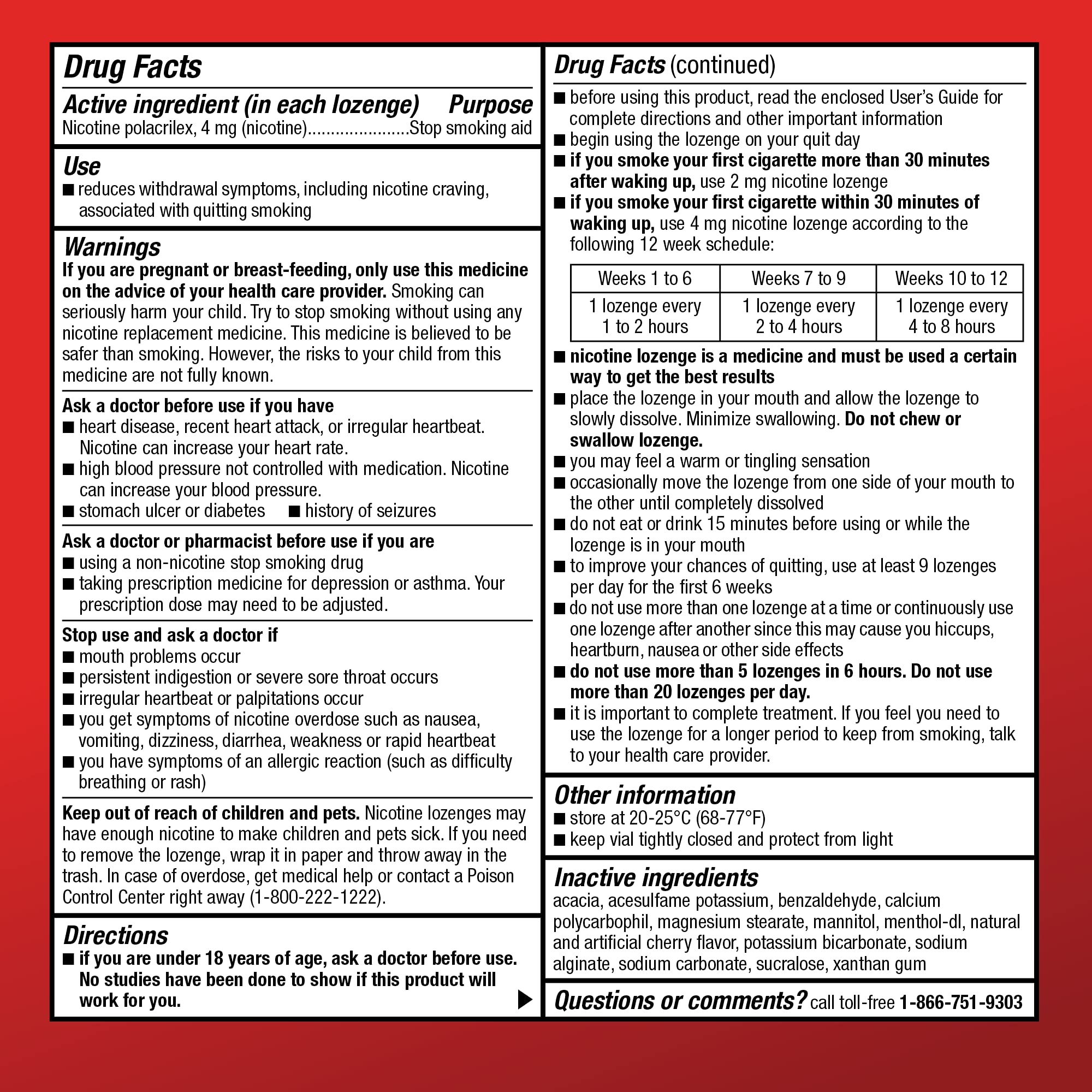 Amazon Basic Care Mini Nicotine Lozenge 4 mg Cherry Ice carton top view.