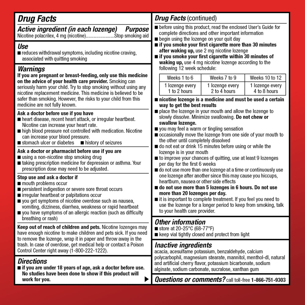 Amazon Basic Care Mini Nicotine Lozenge 4 mg Cherry Ice carton top view.
