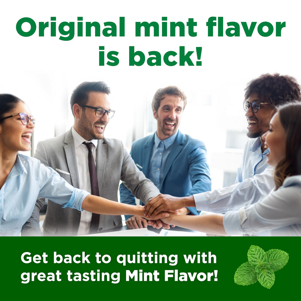 Amazon Basic Care mini nicotine lozenge mint tablets for on-the-go craving relief.
