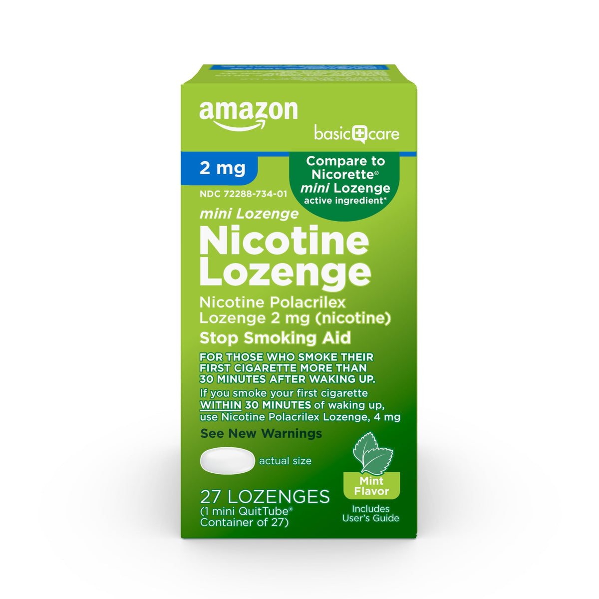 Amazon Basic Care Mini Nicotine Lozenge packaging supports cravings management