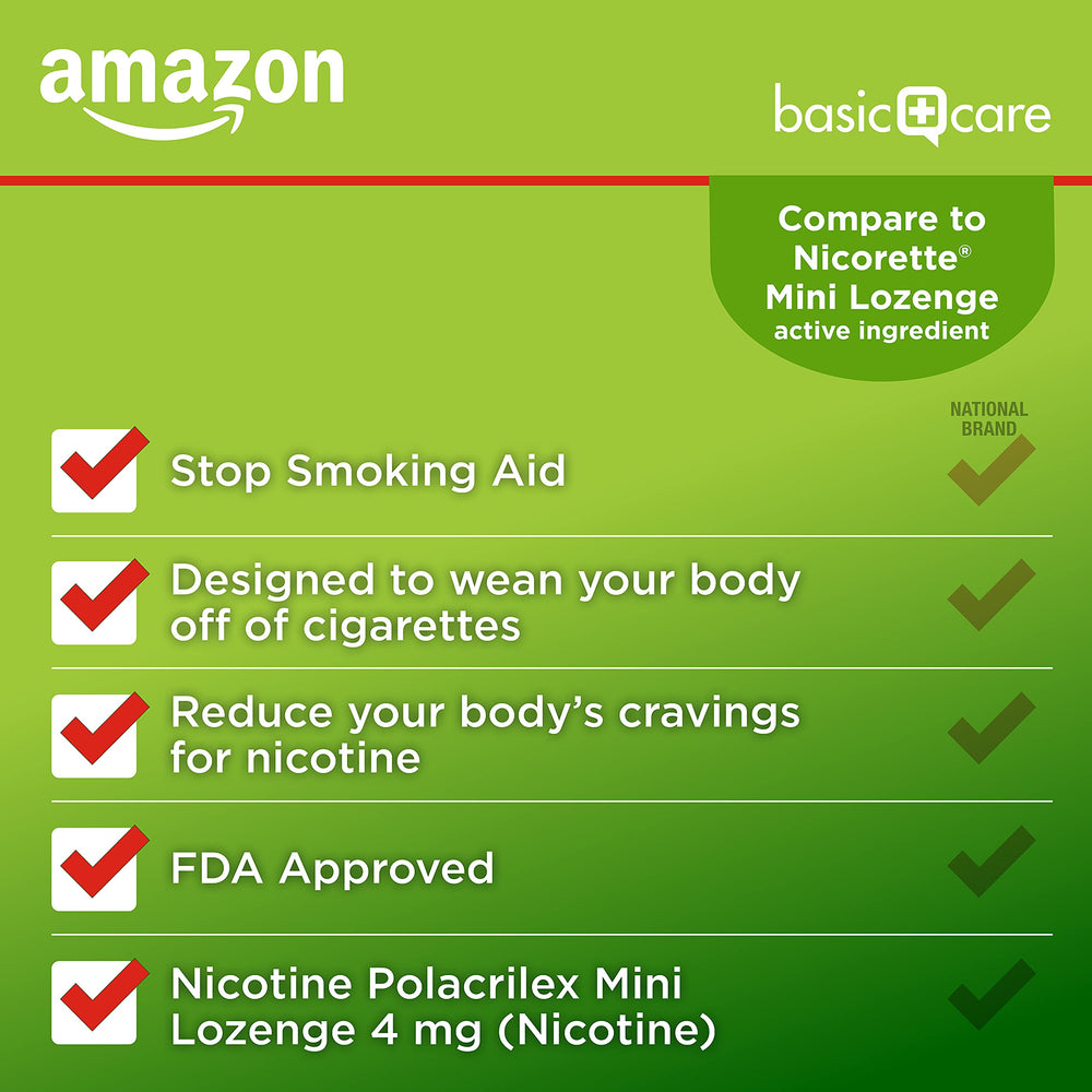 81-count bottle of Amazon Basic Care lozenges supports steady daytime cravings control.