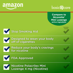 Amazon Basic Care lozenge mint on tongue offers discreet cravings control.
