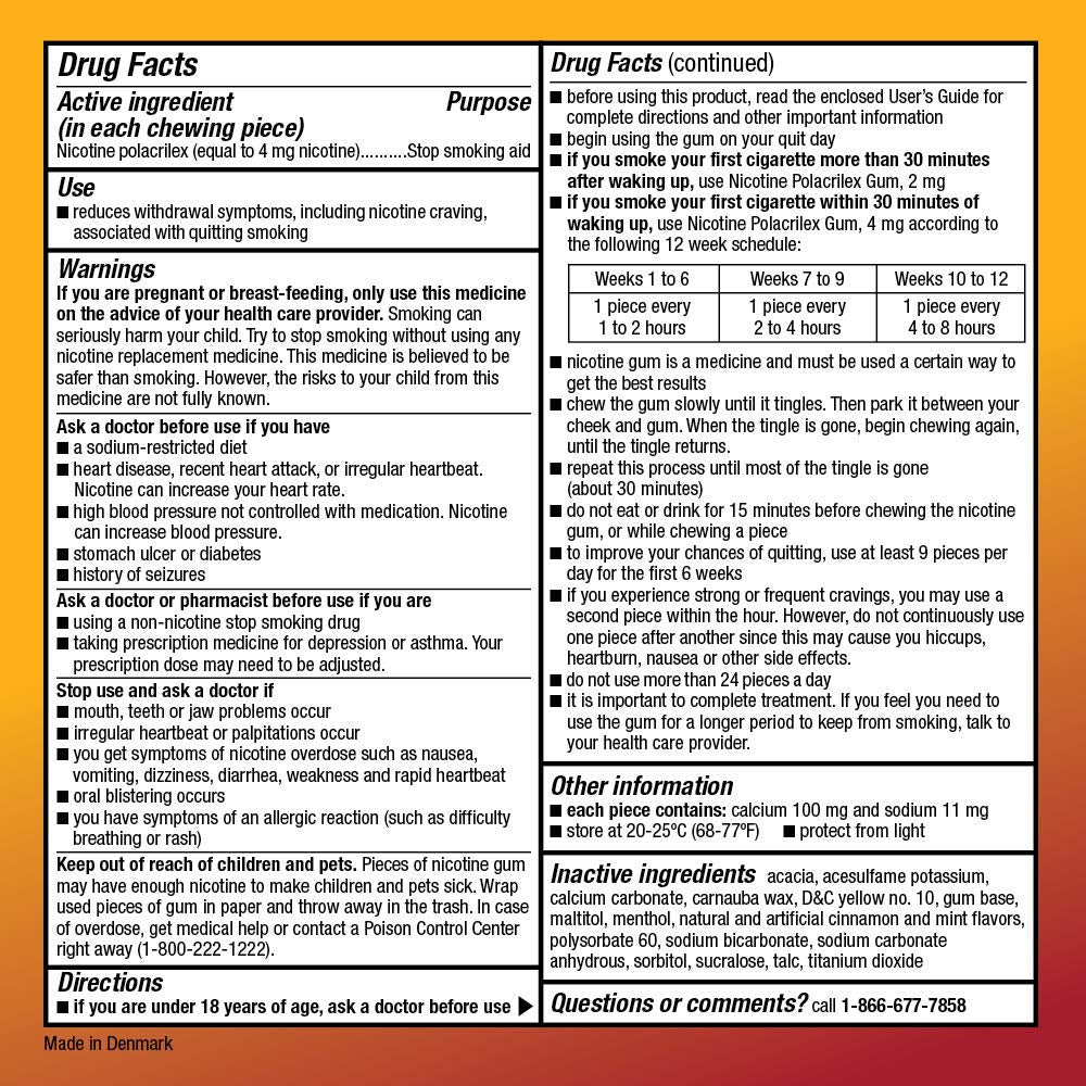 Amazon Basic Care nicotine gum 4 mg cinnamon pack open reveals individual gums