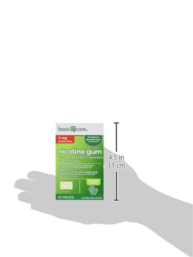 Mint flavor and coated gum detail from Amazon Basic Care nicotine gum 4 mg.