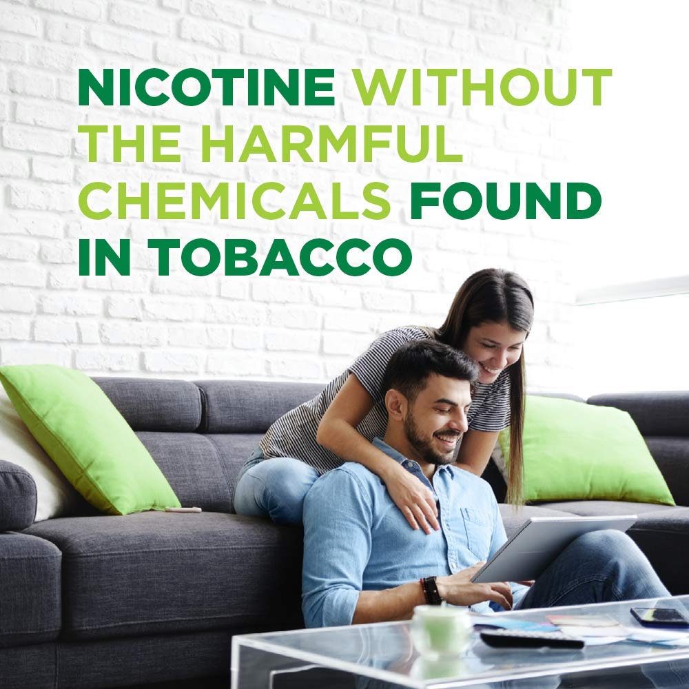 Amazon Basic Care nicotine gum 4mg mint gum strip closeup emphasizing chew format