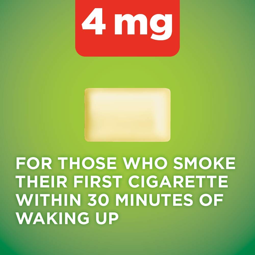 Amazon Basic Care nicotine gum 4mg mint pack back with instructions and branding