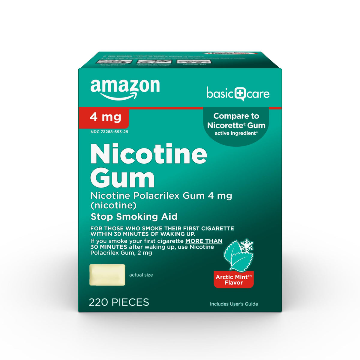 Amazon Basic Care nicotine gum 4 mg mint pack curbing cravings on the go.