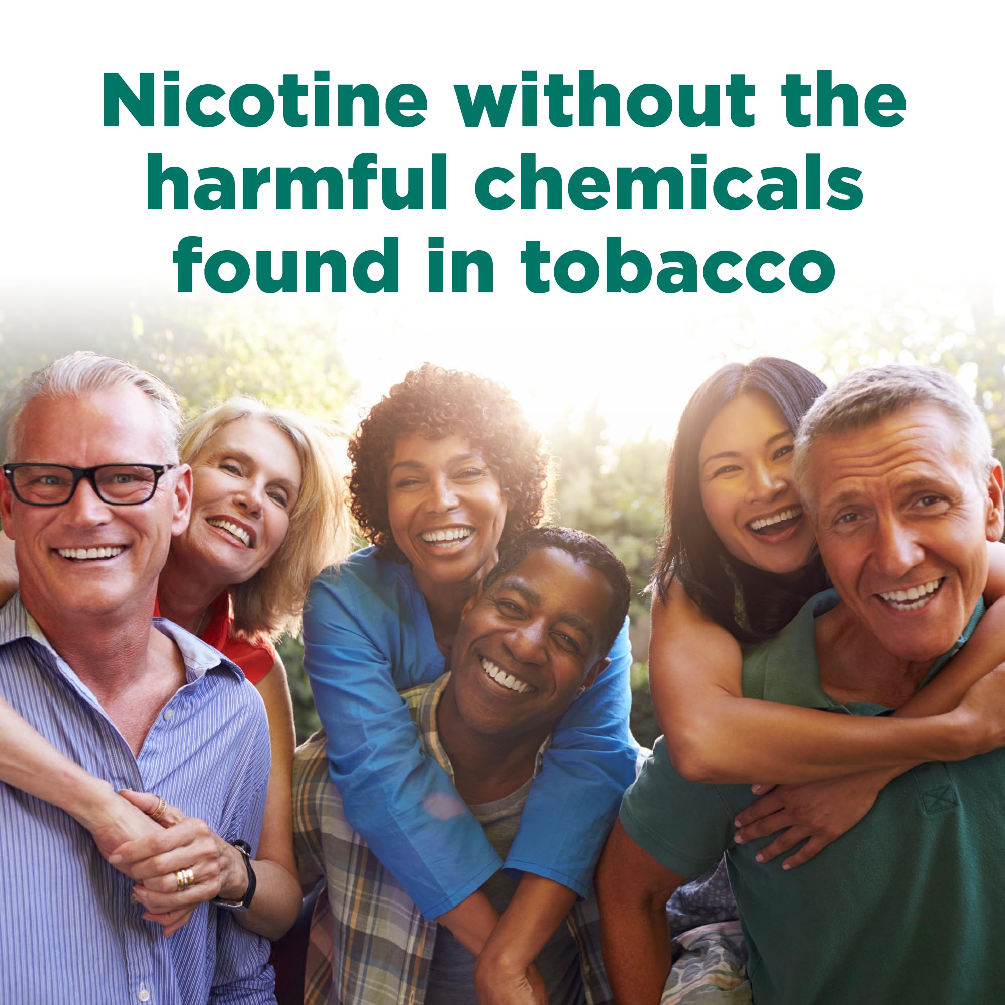 Mint-flavored nicotine gum in a resealable pack for on-the-go use.