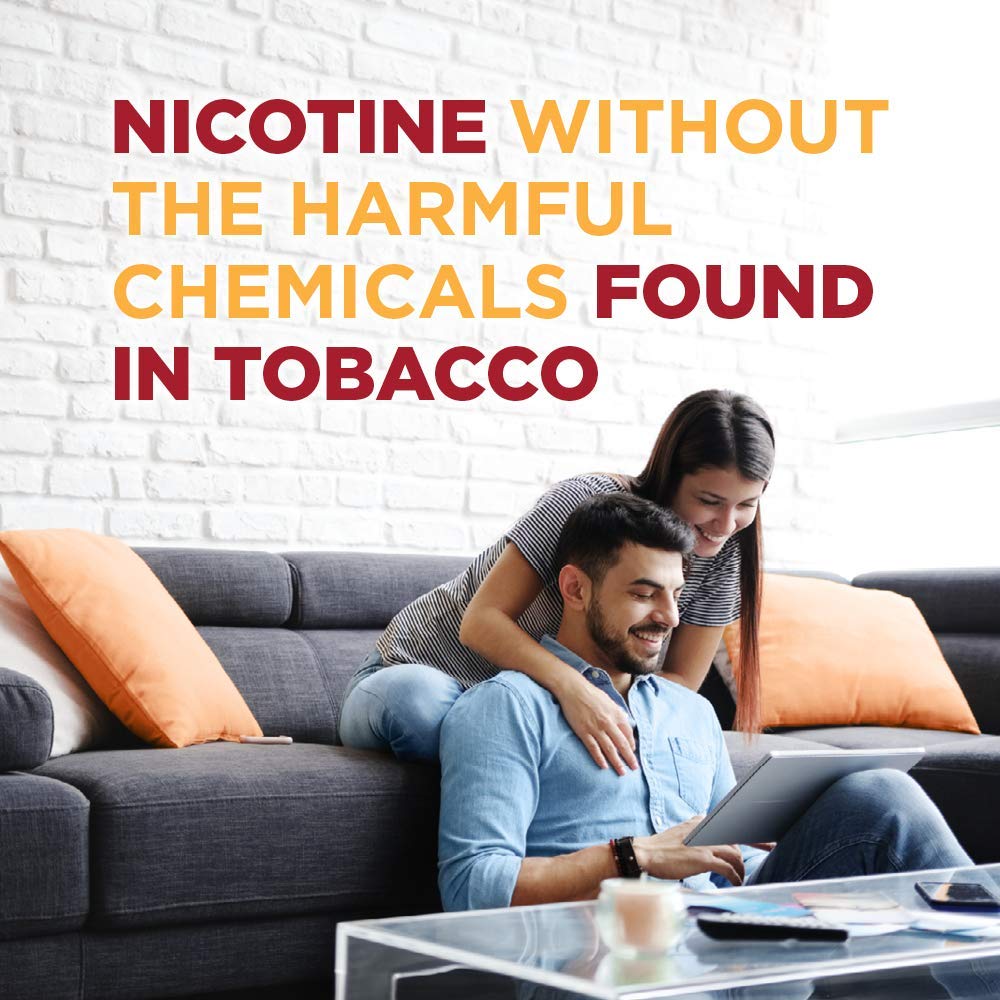 Amazon Basic Care Cinnamon Nicotine Gum 4 mg breakable blister indicates discreet use.
