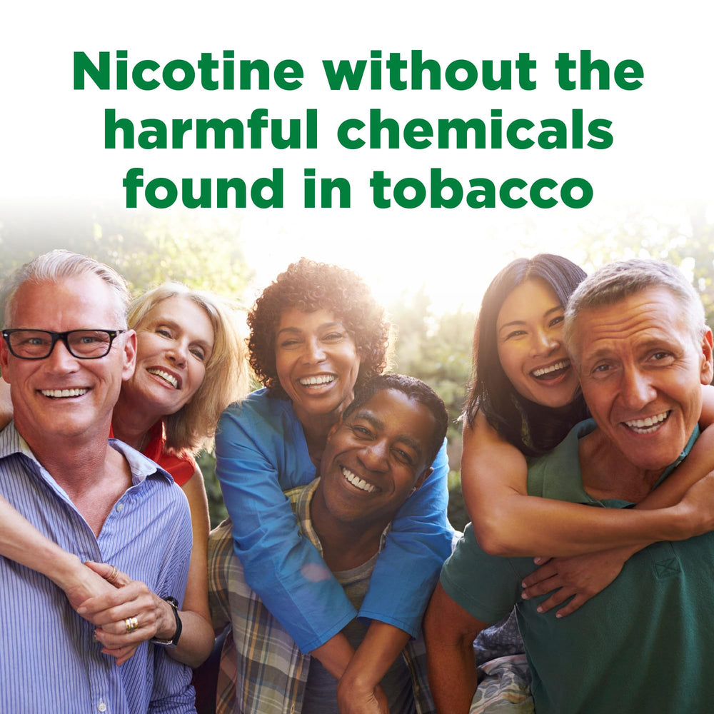 Ingredient label shows nicotine polacrilex content and NRT role
