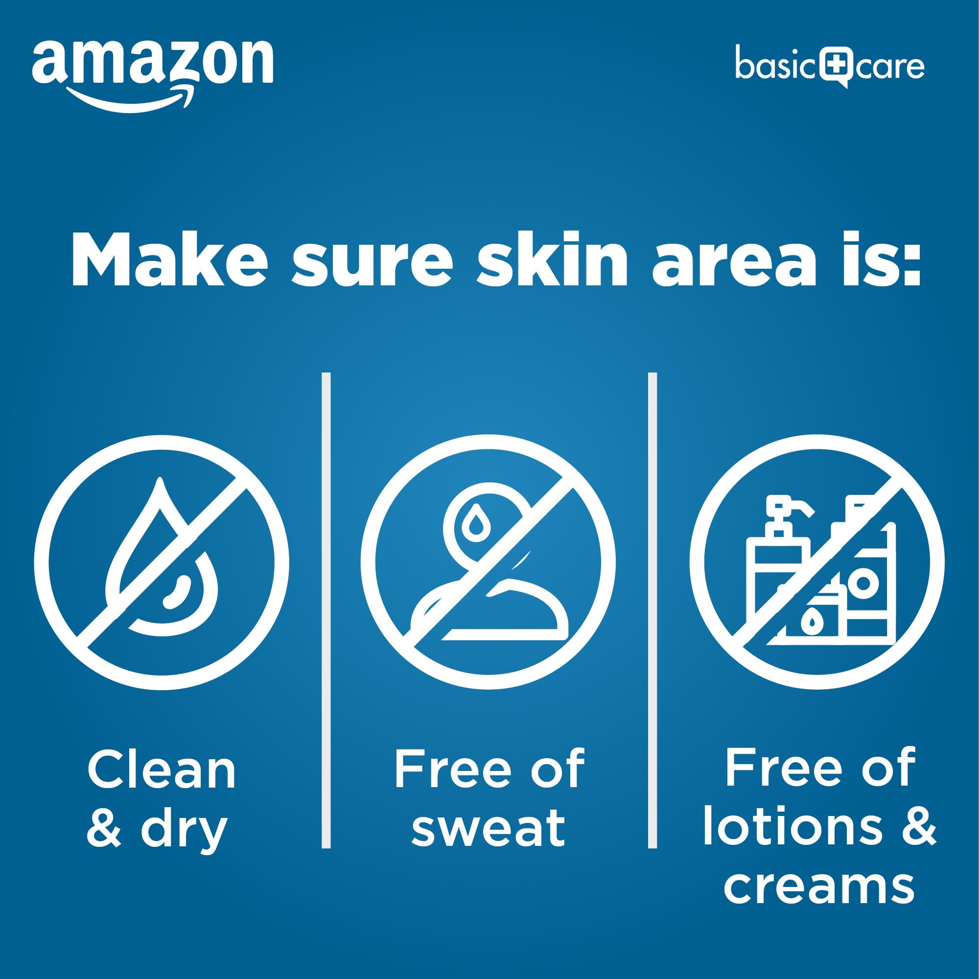 Amazon Basic Care bandage with non-stick pad protecting a minor wound