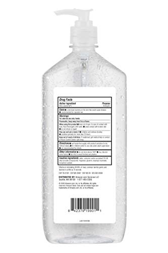 Amazon Basic Care Original Hand Sanitizer with Vitamin E supports skin comfort during use.