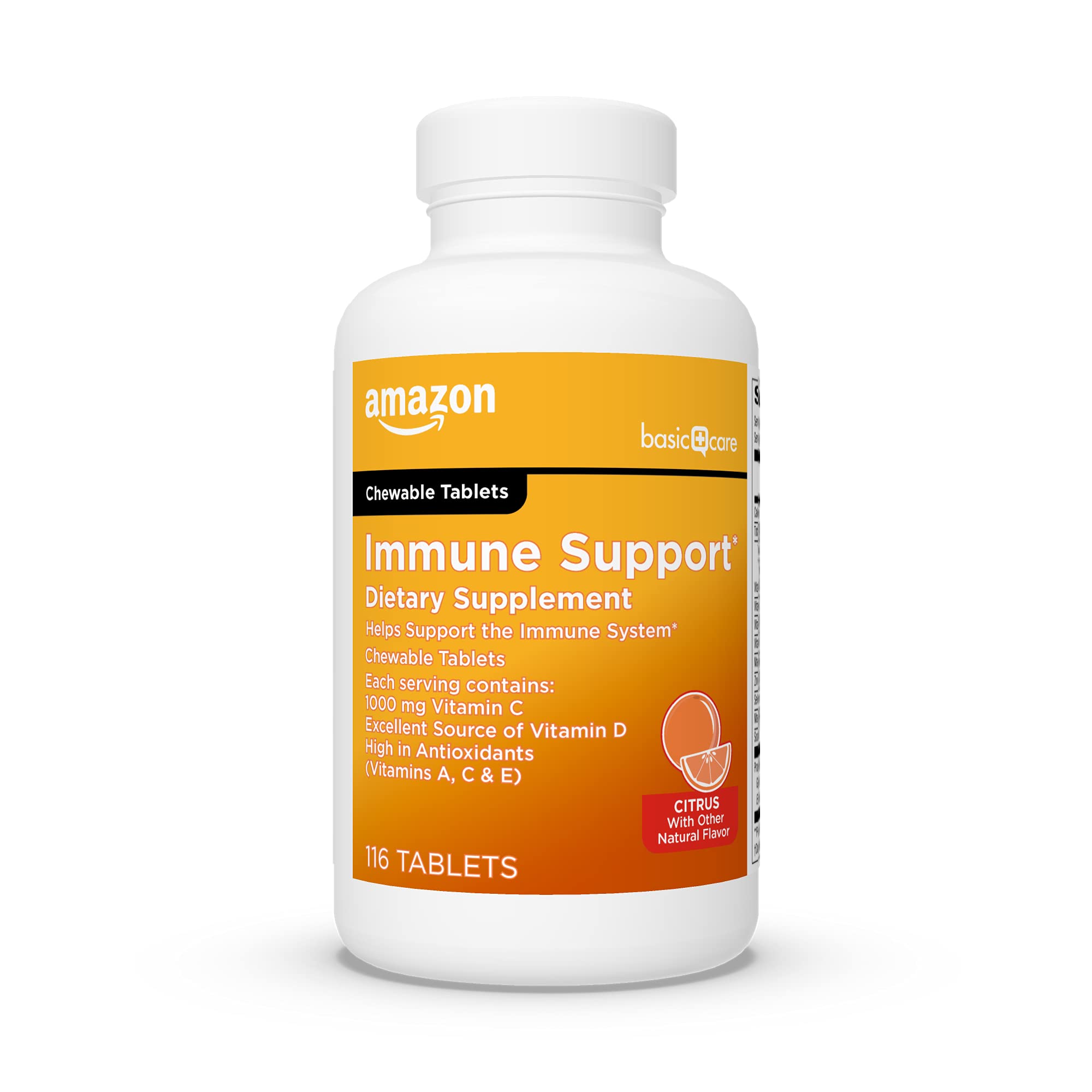 Amazon Basic Care packaging with 116 count bulk option labeling.