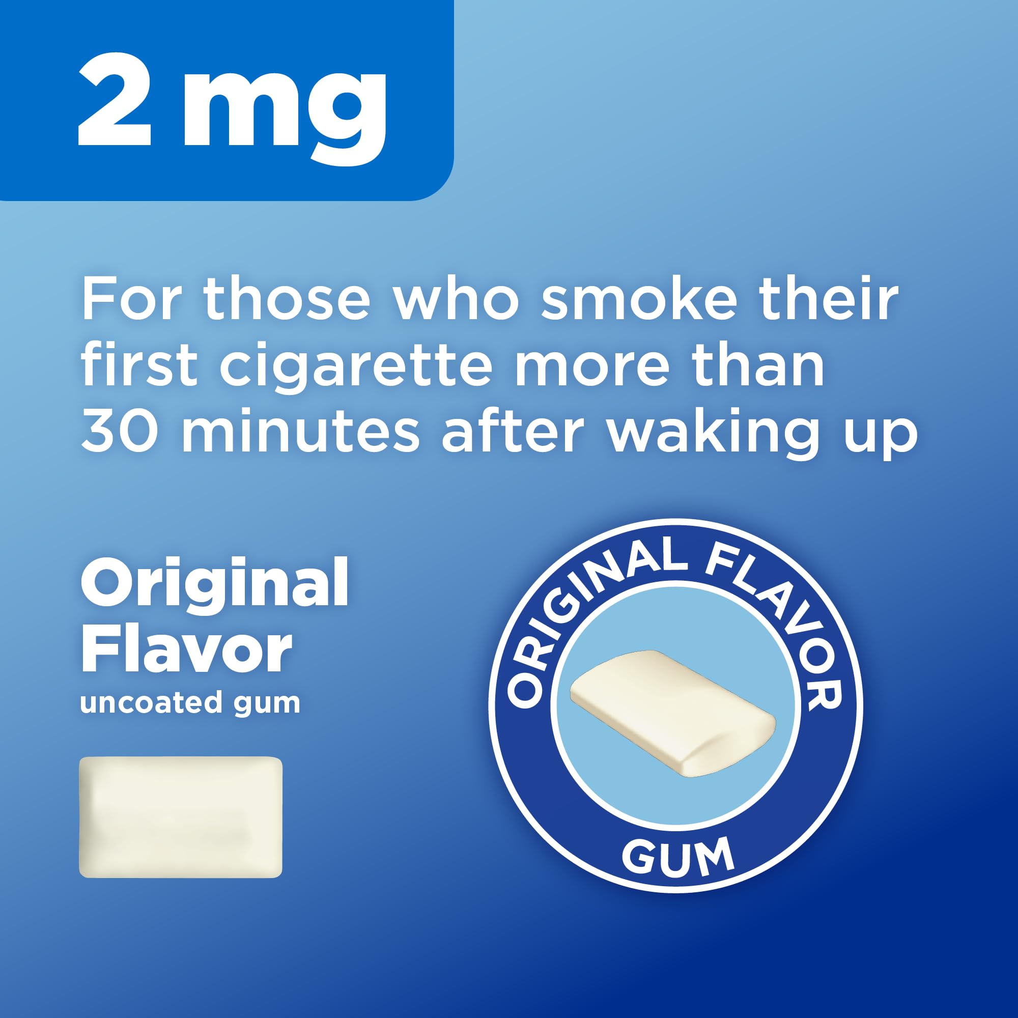 Amazon Basic Care gum piece 2 mg original flavor for withdrawal management.