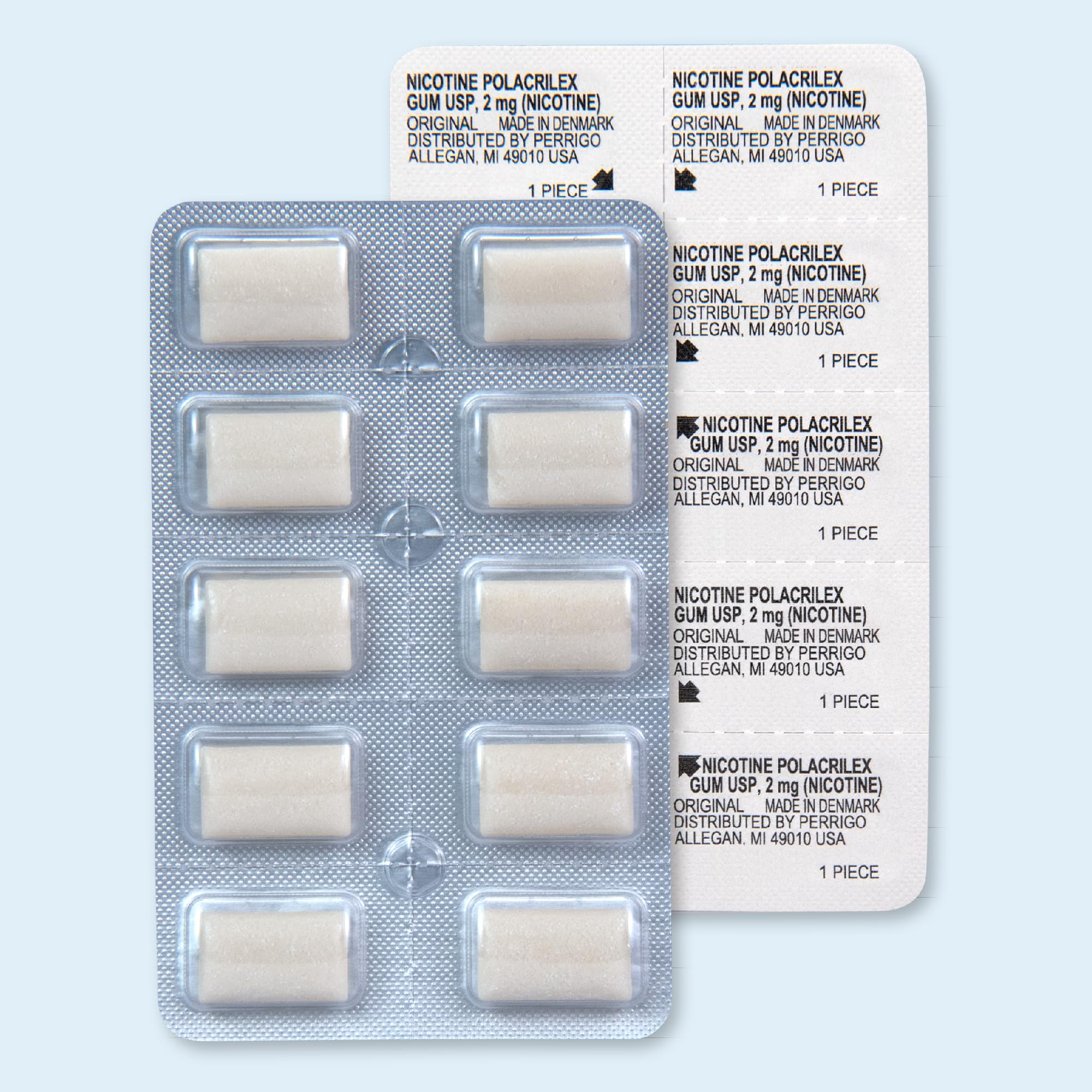 Amazon Basic Care gum on hand shows quick craving relief on the go.