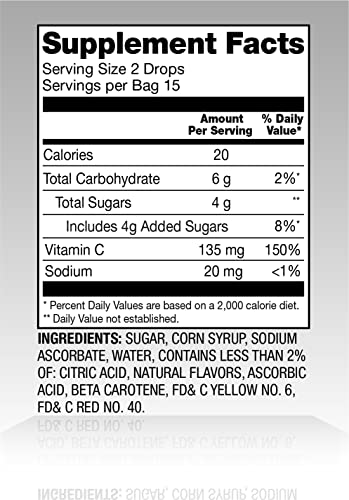 Amazon Basic Care Vitamin C Drops orange grapefruit mix offers variety.