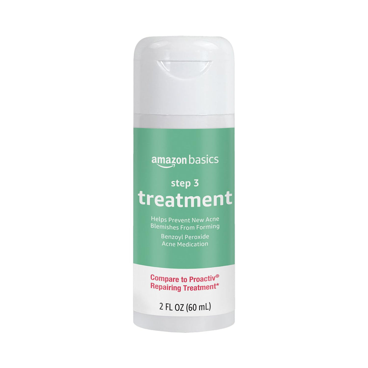 Amazon Basics 3-Step Acne Remedy System bottle for blemish care with 2.5% benzoyl peroxide