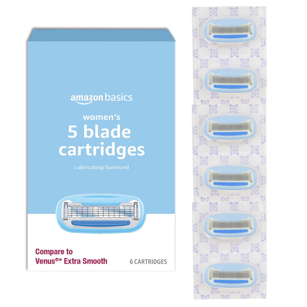 Amazon Basics 5-blade refill for women with comfort-coated blades for a smoother shave