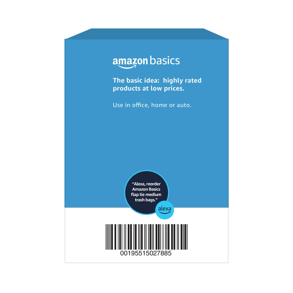 Amazon Basics 80-count pack offers convenient everyday trash bag supply.