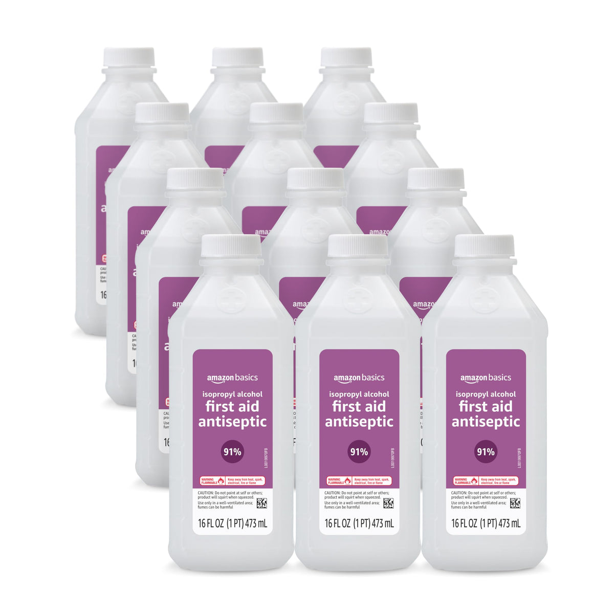 Amazon Basics 91% isopropyl alcohol bottle pour for sanitizing minor cuts