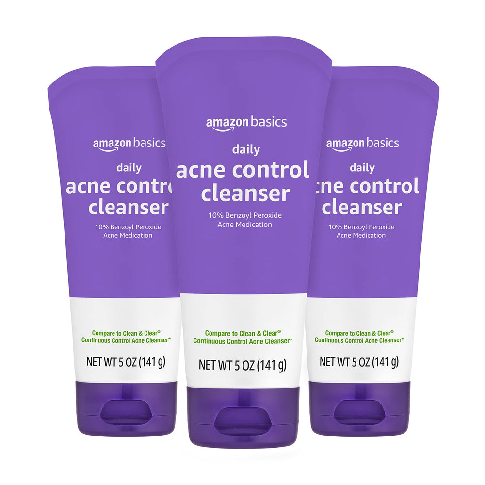 Amazon Basics Acne Face Wash bottle front view for daily cleansing and clear skin support.