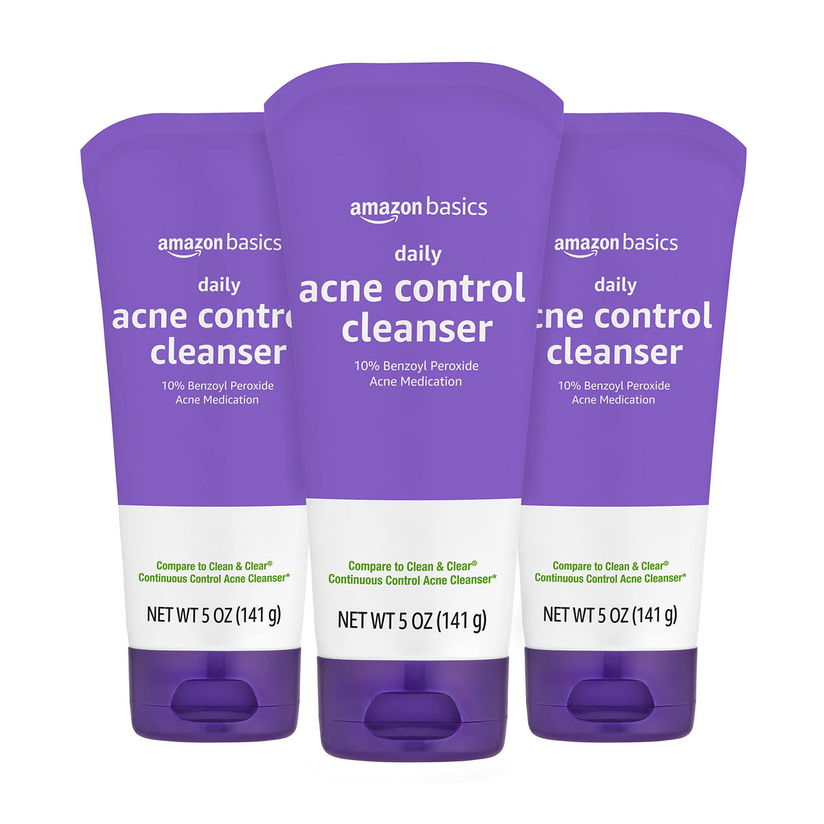 Amazon Basics Acne Face Wash bottle front view for daily cleansing and clear skin support.
