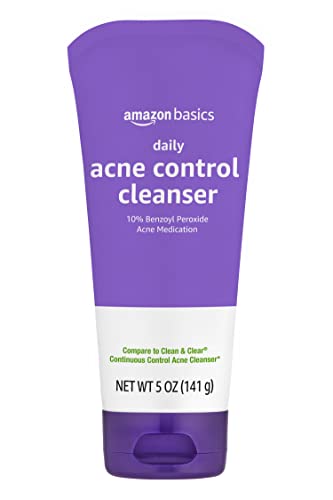 Amazon Basics Acne Face Wash tubes-pack-3 on display for convenient refills.