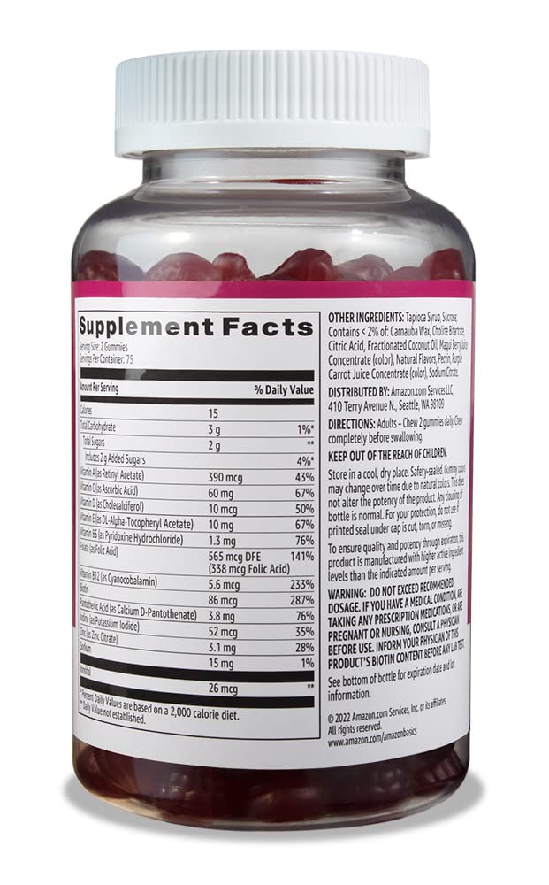Close-up of Amazon Basics gummies showing chewy texture and fruit flavor