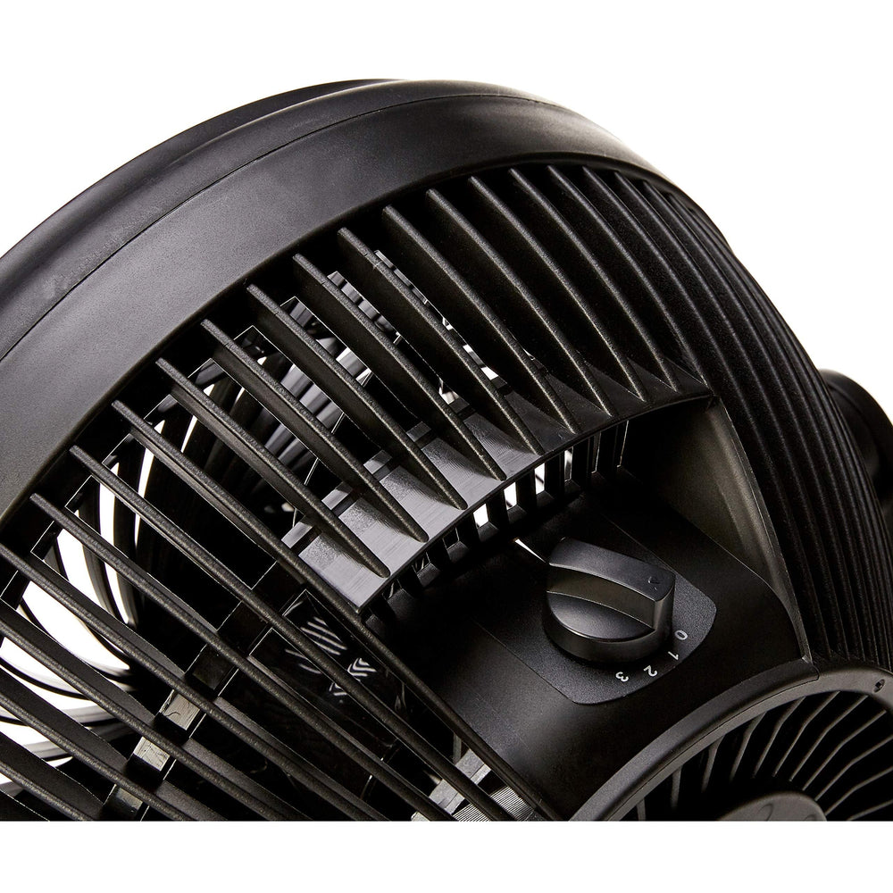 Amazon Basics air circulator fan showing three speed settings design