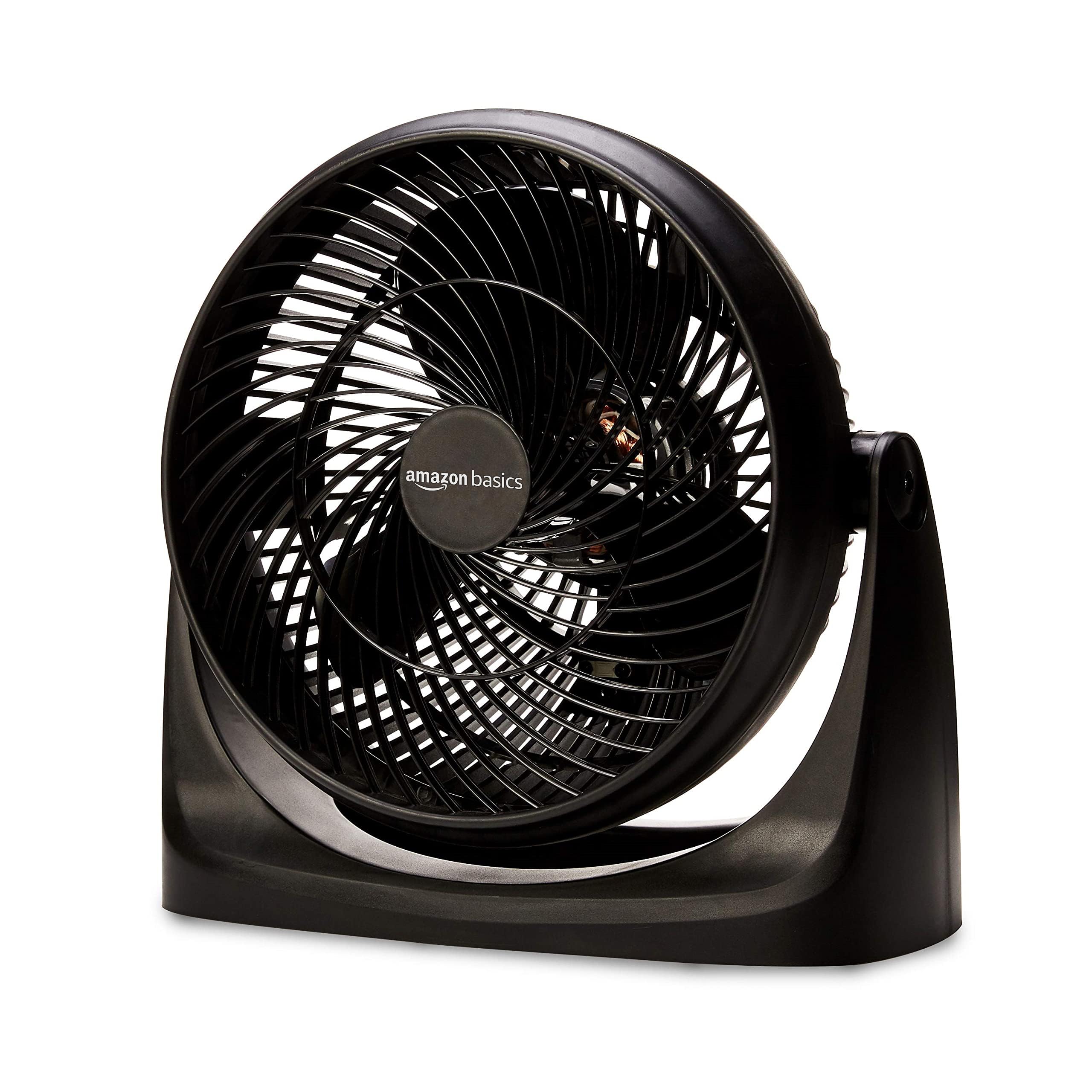 Amazon Basics air circulator fan in compact design for desks and shelves