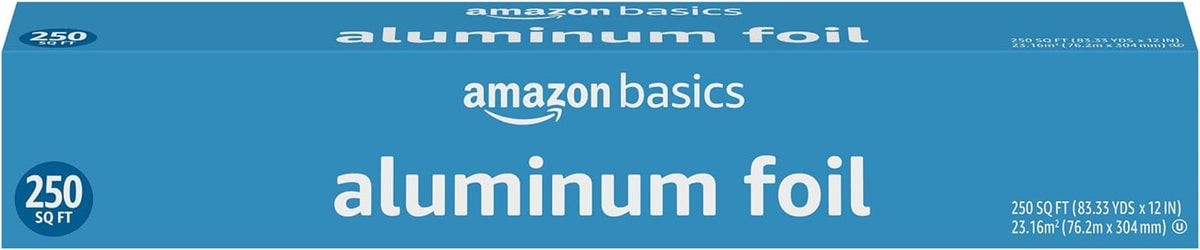 Amazon Basics aluminum foil roll enables versatile cooking and easy cleanup.