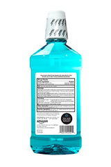 Amazon Basics antiseptic mouthwash being poured to support daily oral hygiene