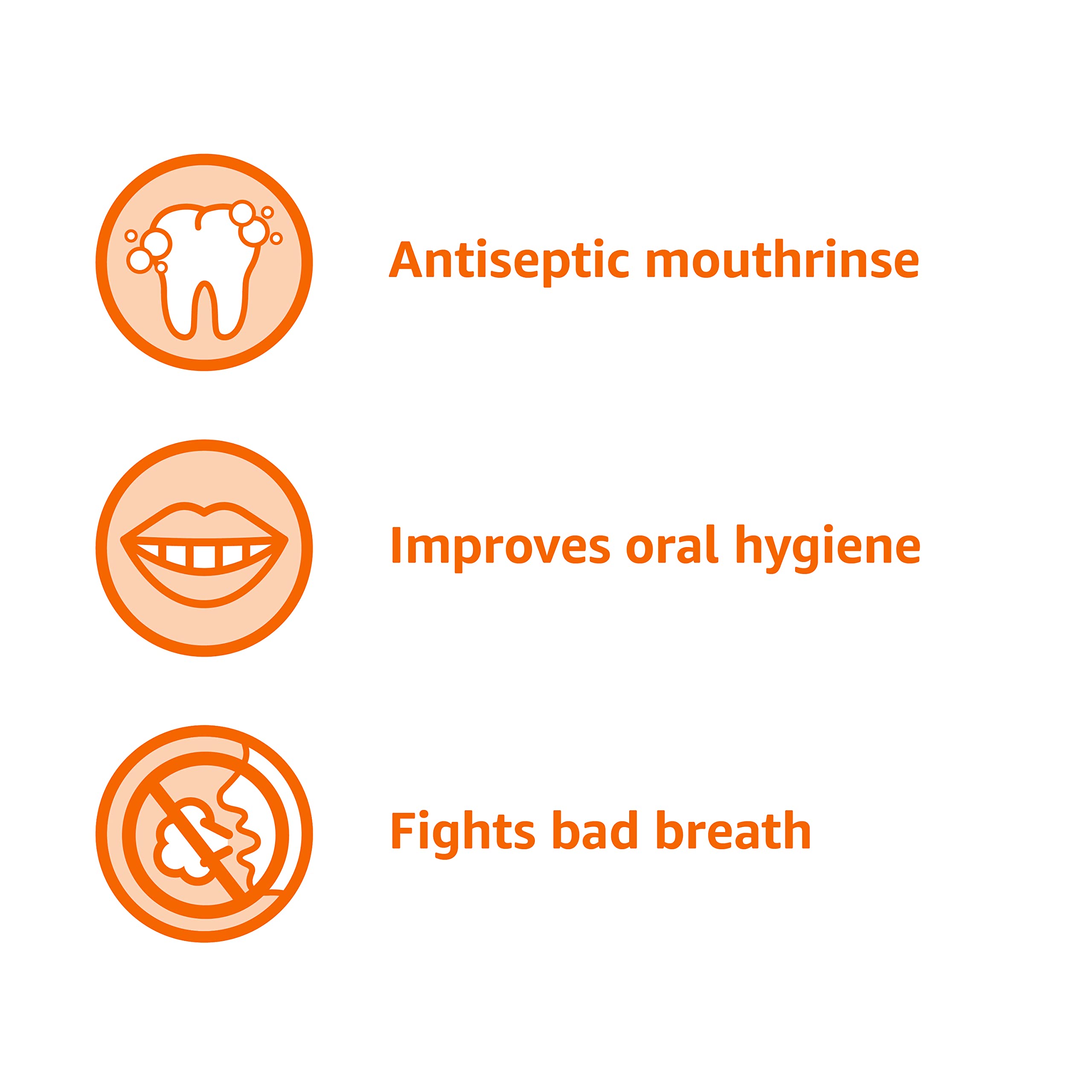 Label on Amazon Basics antiseptic mouthwash highlights original flavor and value.