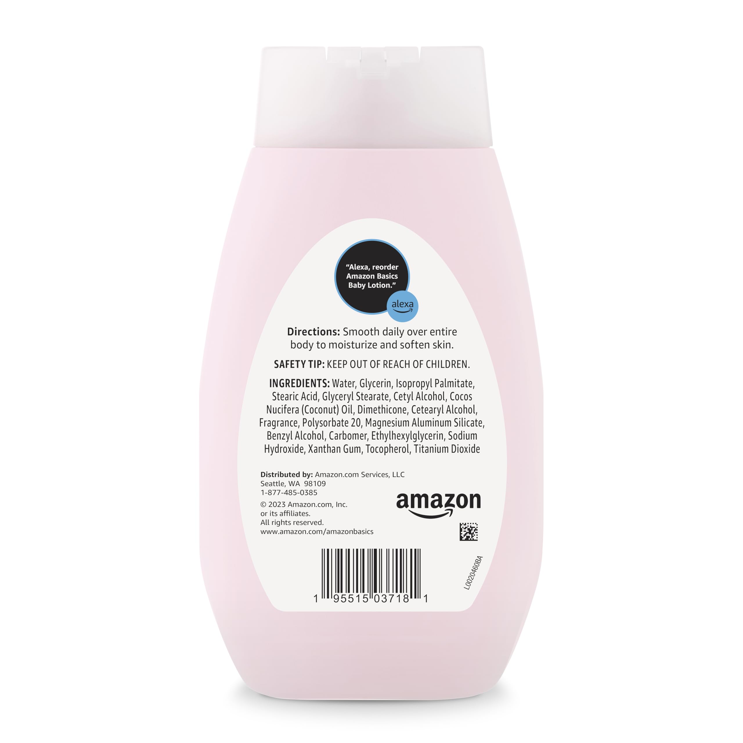 Amazon Basics Baby Lotion bottle with light fragrance for daily use.
