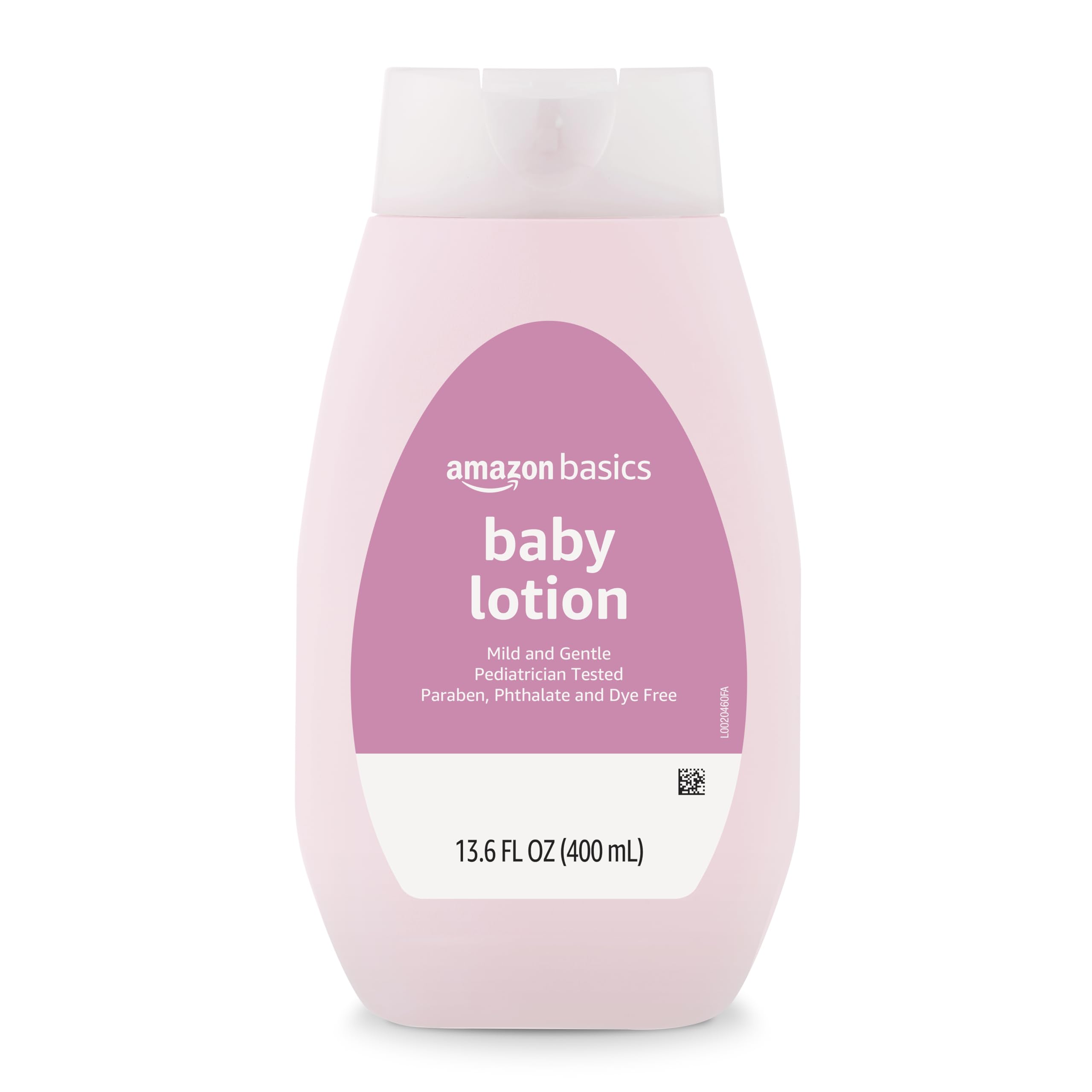 Label of Amazon Basics Baby Lotion showing mild, hypoallergenic formula.