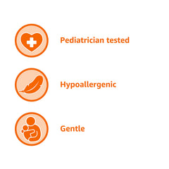 Amazon Basics Baby Lotion absorbs quickly to hydrate delicate skin.